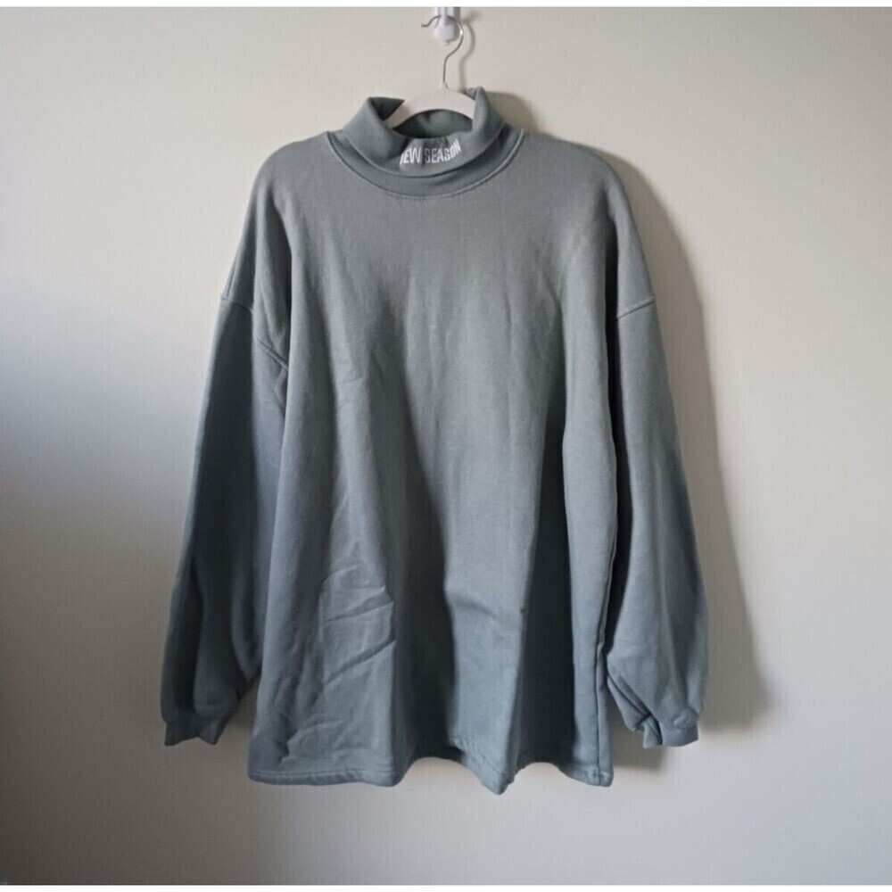 Missguided Pullover Sweater Oversized Turtleneck Neck Long Sleeve Sage‎ Green 10